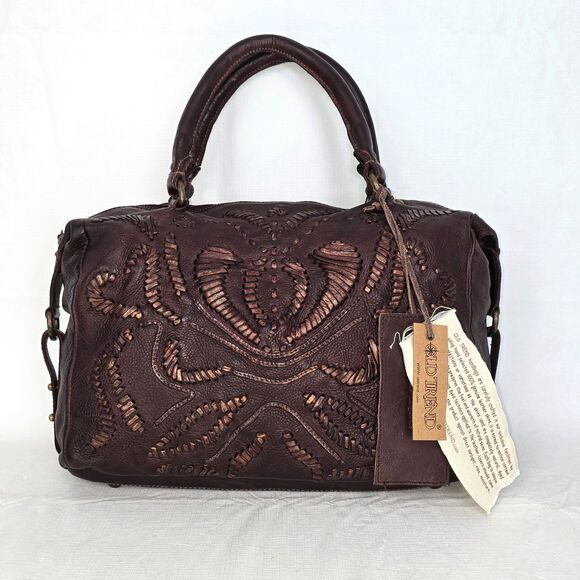 Old Trend Pebble Breeze Brown Bronze Leather Satchel Crossbody Convertible Bag - Picture 1 of 16